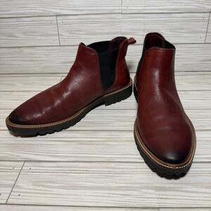 ECCO Incise Tailored Chelsea Boots Syrah Red Leather Women’s Size 37